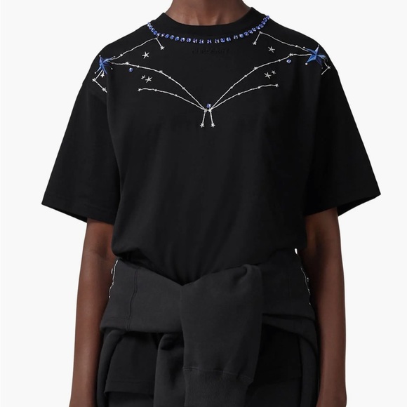 Burberry Carrick Constellation Crystal Embellished Oversize Cotton T-Shirt - Picture 1 of 10